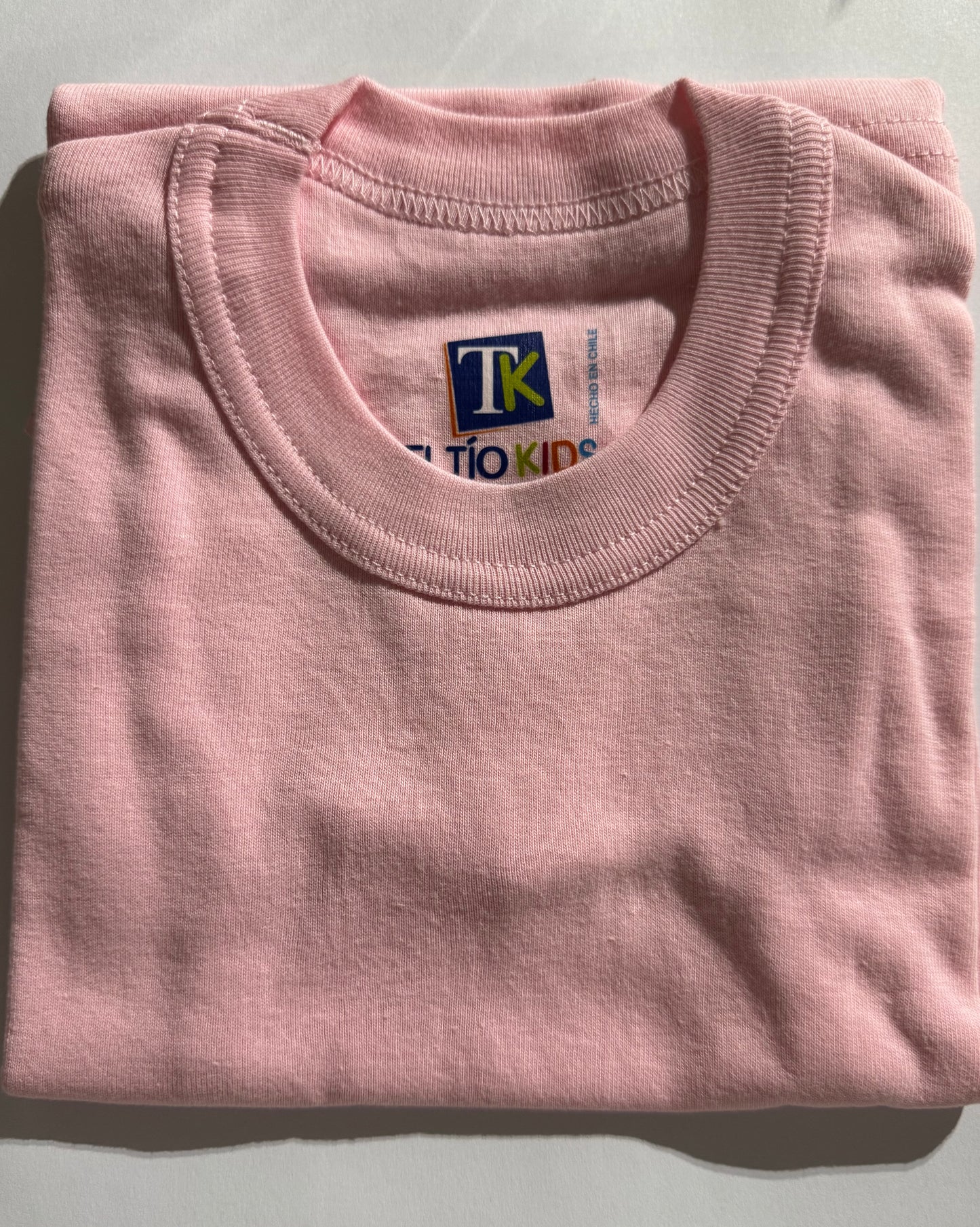 Polera Kids manga corta 100% algodón rosada, tallas 2 a la 12