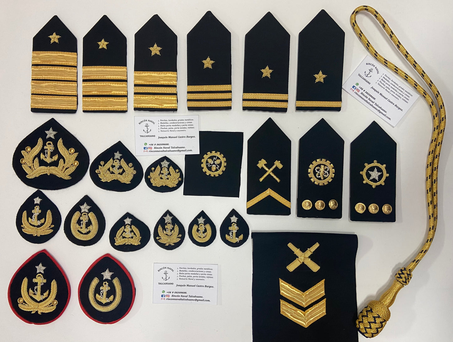 Palas marina mercante bordadas con hilos de oro