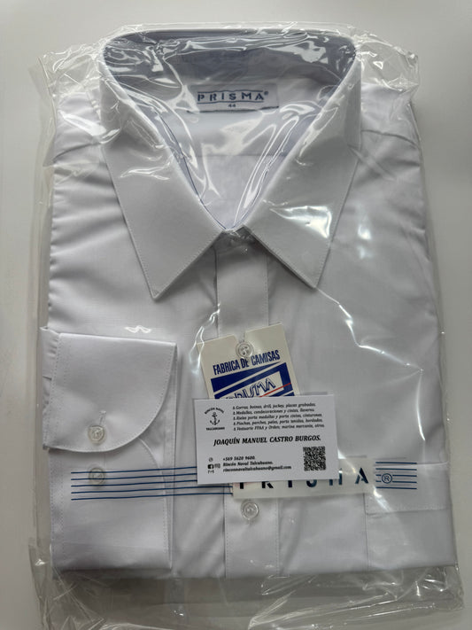 Camisa y blusa manga larga blanca con porta palas en todas las tallas