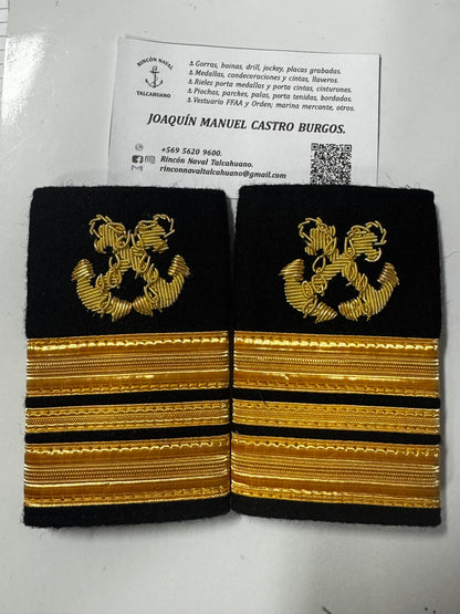 Palas para camisa bordadas con hilos de oro en paño para Marina Mercante
