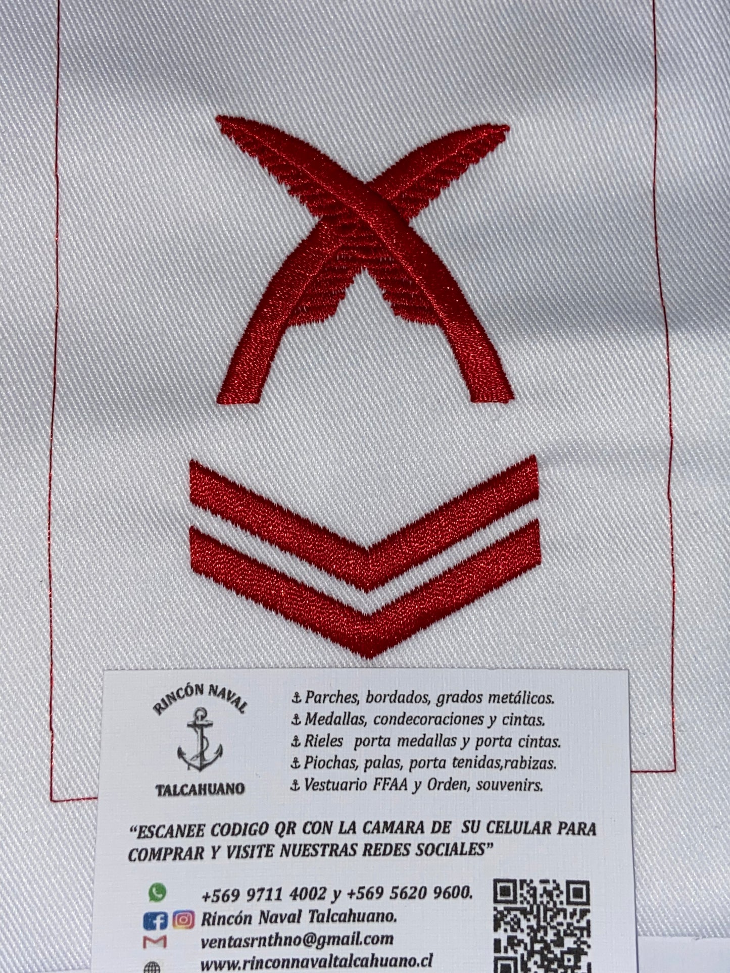 Parche para tenida blanca en todos los grados y especialidades