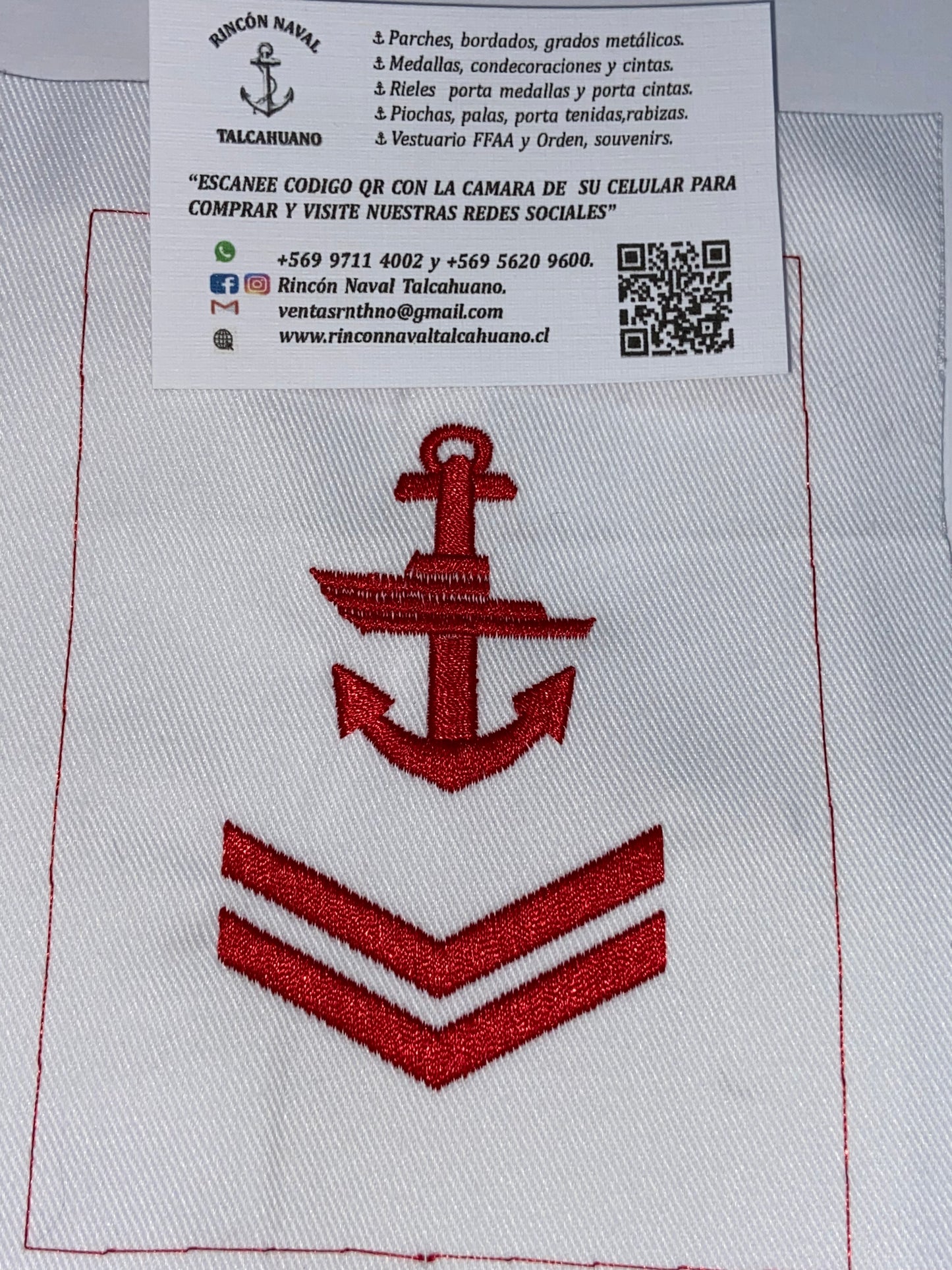 Parche para tenida blanca en todos los grados y especialidades