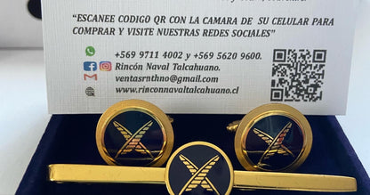 Colleras Armada de Chile y otras bañadas en oro con relieve 3 D