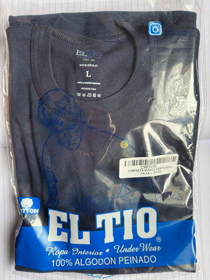 Polera azul marino de algodón para tenida universal o T-24
