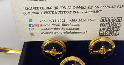 Colleras Armada de Chile y otras bañadas en oro con relieve 3 D
