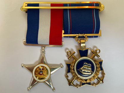 Riel para 2 medallas o condecoraciones bañada en oro