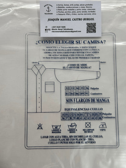 Camisa cuello Mao para IM y Ejército de Chile en todas las tallas