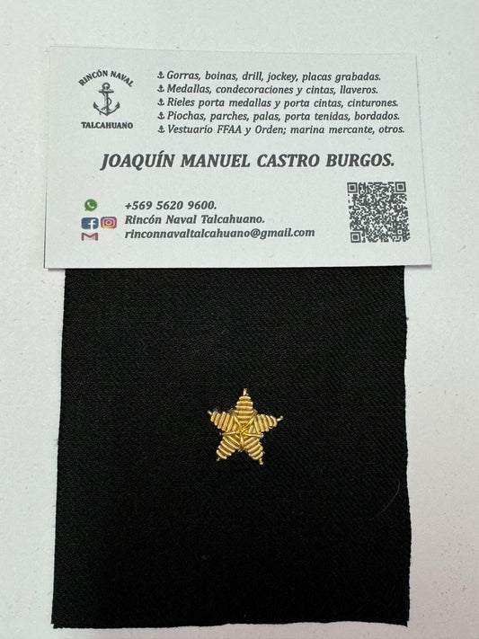 Estrella distinguido, bordada con hilos de oro