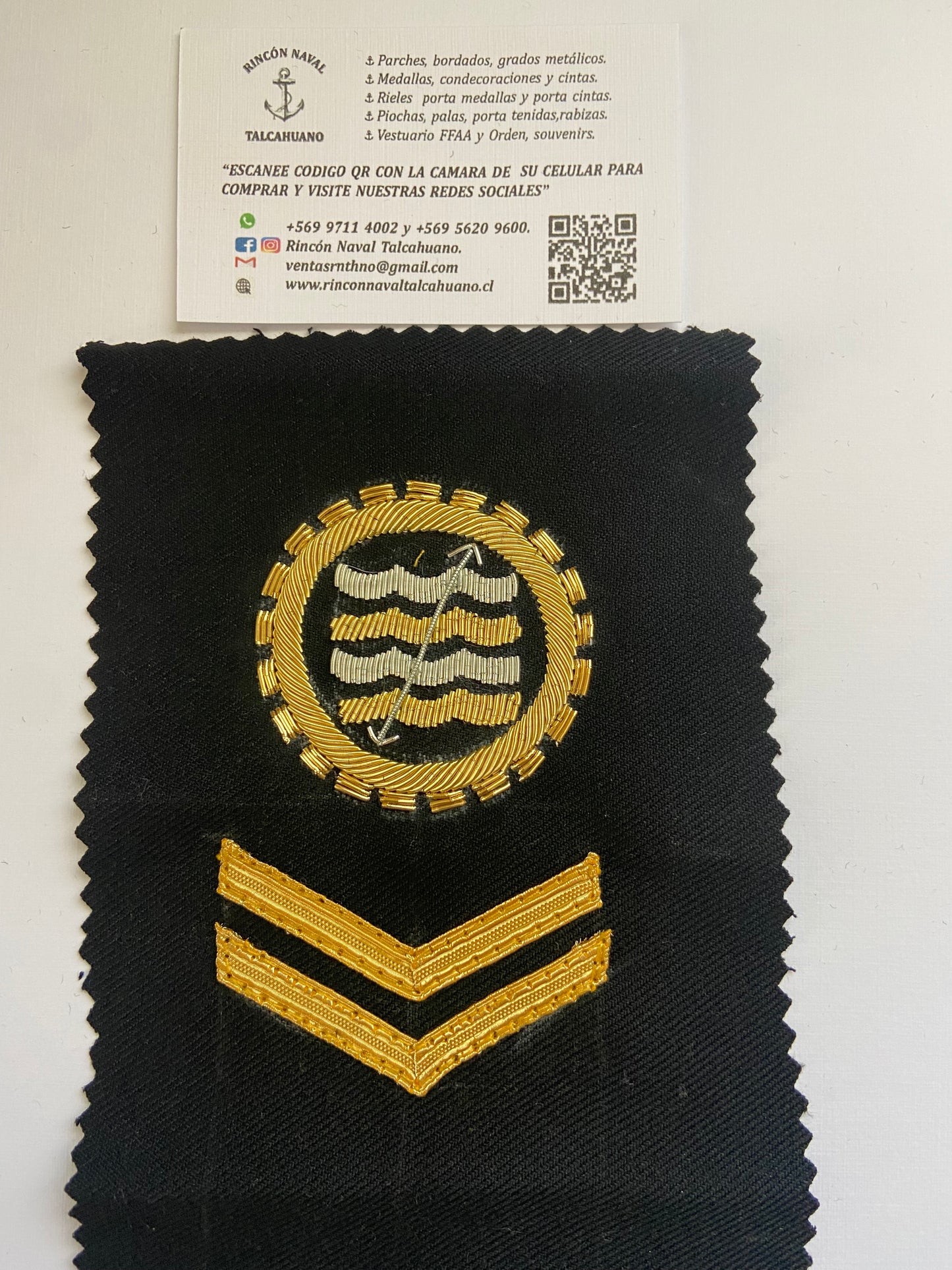 Parche para T-11 bordados con hilos de oro para cabos, marineros y soldados