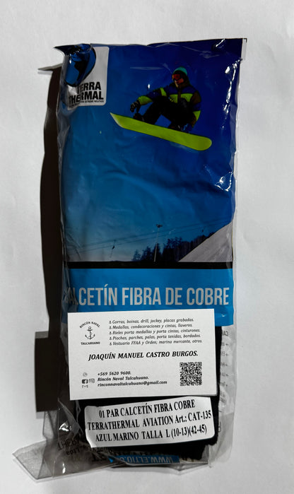 Calceta azul marino con fibra de cobre para tenida universal y de vuelo