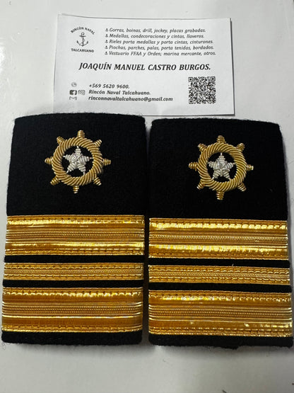 Palas para camisa bordadas con hilos de oro en paño para Marina Mercante
