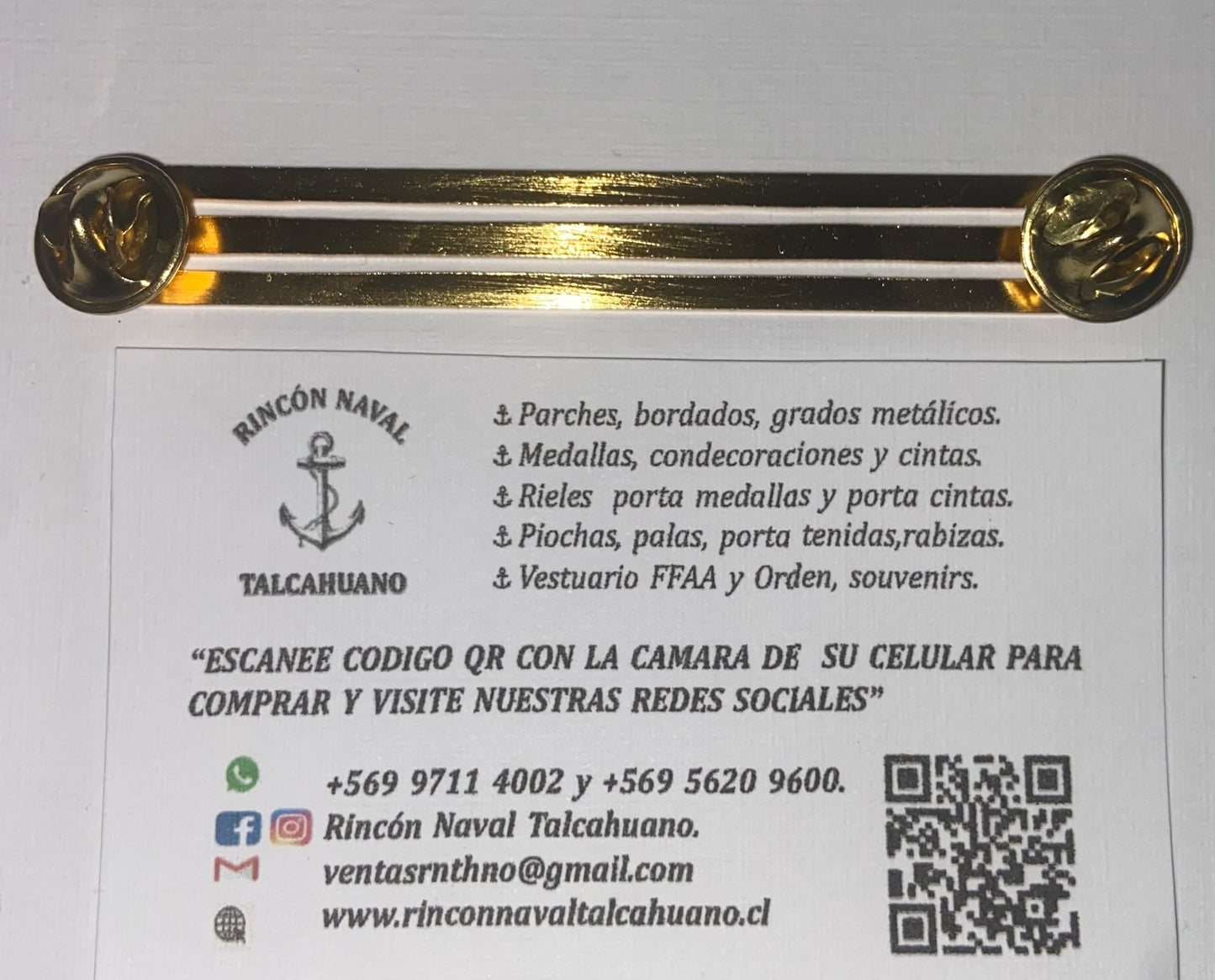 Riel para 2 medallas o condecoraciones bañada en oro