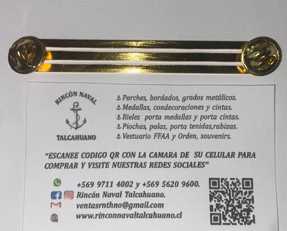 Riel para 2 medallas o condecoraciones bañada en oro