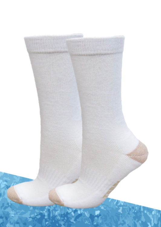 Calcetín deportivo blanco con fibra de cobre